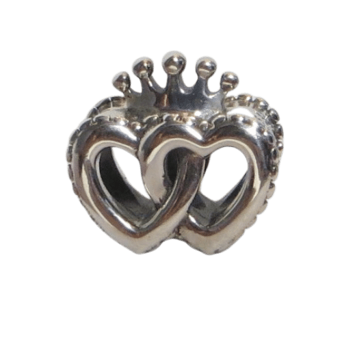 PANDORA 797670 United Regal Hearts - Two Intertwined Sterling Silver Hearts topped with a Regal Crown - Women's - Charm