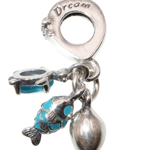 PANDORA 791697C01 Fish Sea Turtle and Conch Explore and Dream Enamel and CZ Dangle Ocean and Nautical Charm