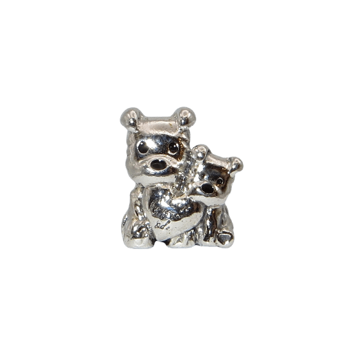 PANDORA 790791C01 Mother and Puppy Love Heart Fur Baby Parent Mom Sterling Silver Charm