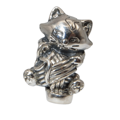 PANDORA 799535C00 Kitten with Ball of Yarn Playful Kitty Cat Pet Sterling Silver Charm - Charming Jilly