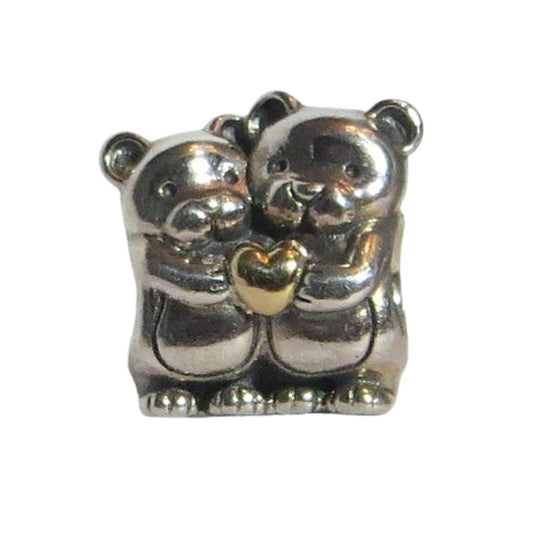 PANDORA Bear Hug 791395 Sterling Silver with 14k Gold Heart Women's Charm  Charming Jilly price $50.00  Pandora price $65.00
