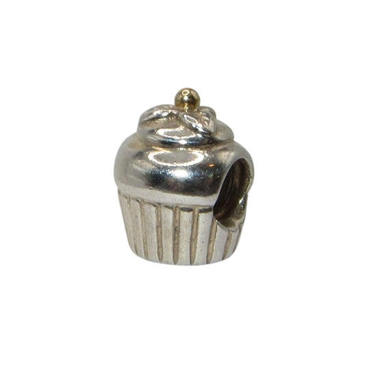 PANDORA 790417 Cup Cake - Sterling Silver Cup Cake with 14k Gold on Top - Women's Charm
