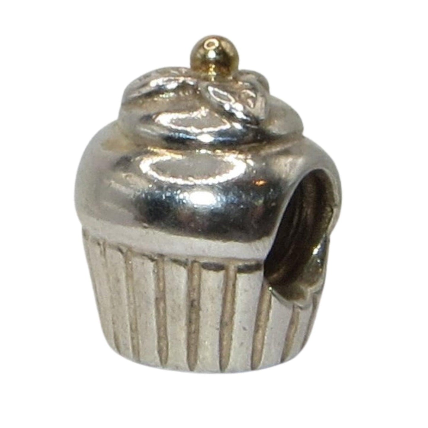 PANDORA 790417 Cup Cake - Sterling Silver Cup Cake with 14k Gold on Top - Women's Charm - Charming Jilly