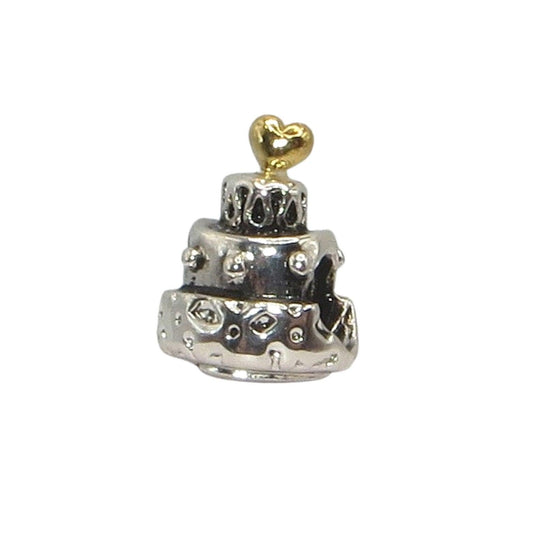 PANDORA 790347 Celebration Cake - 3-Tier Sterling Silver Cake Decorated with 14k Gold Heart - Women's - Charm