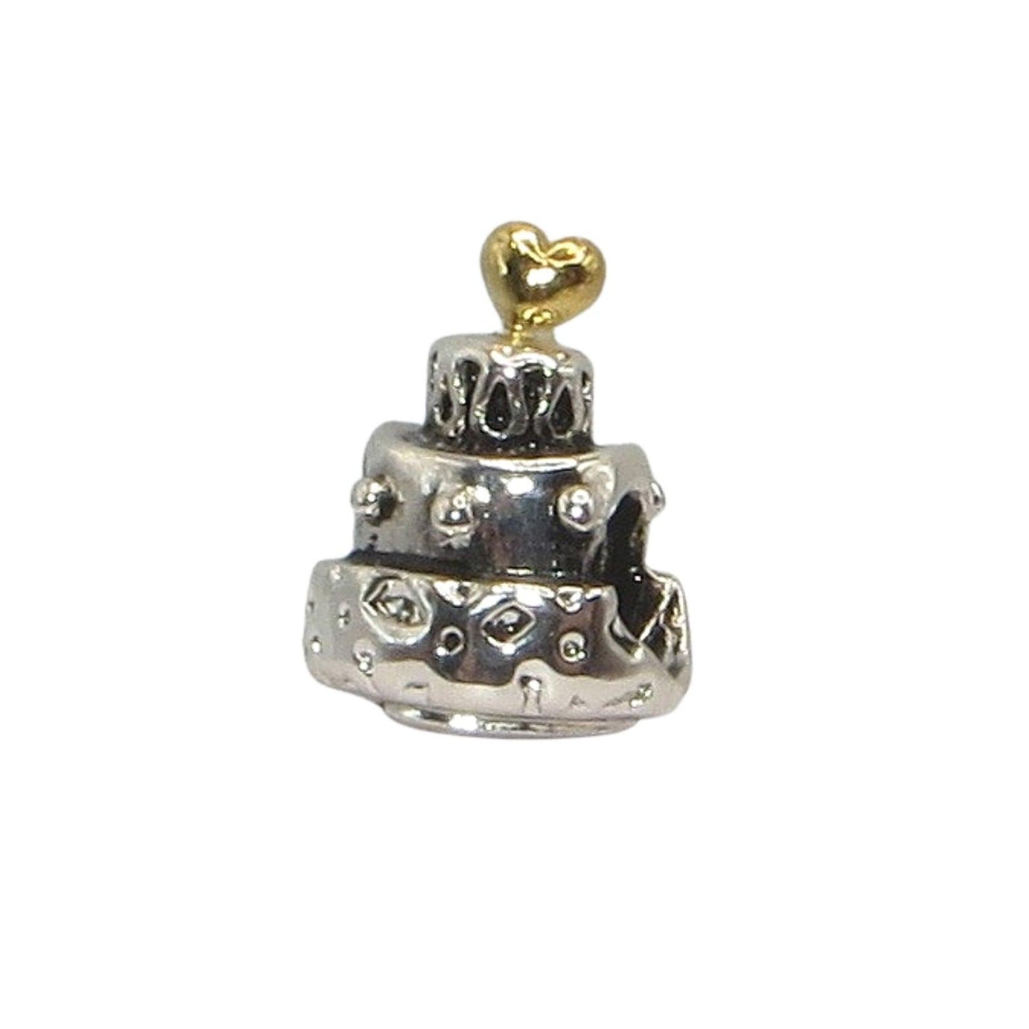PANDORA 790347 Celebration Cake - 3-Tier Sterling Silver Cake Decorated with 14k Gold Heart - Women's - Charm