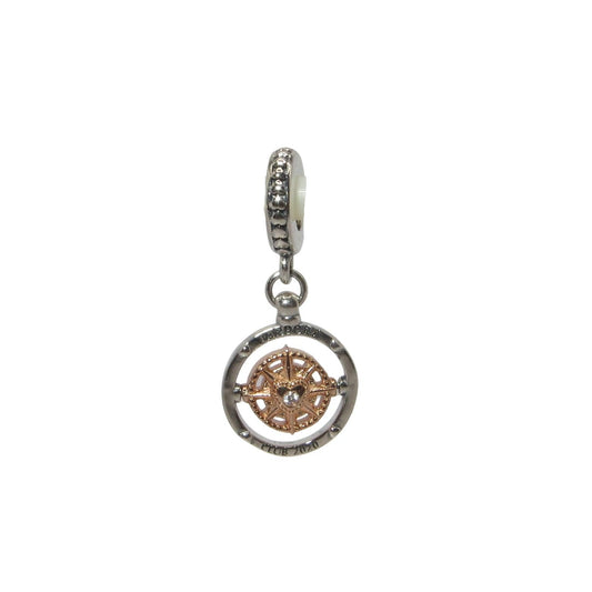 PANDORA 788590C01 Always Follow Your Heart - 2020 Club Charm - Spinning 14K Gold Compass with Diamond Center in Sterling Silver Circle