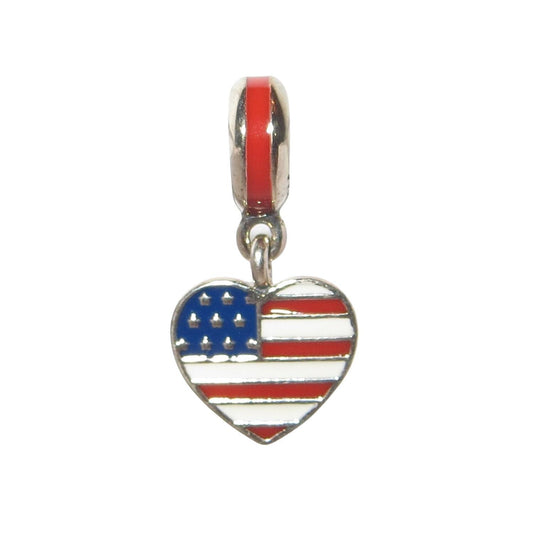 PANDORA 791548ENMX USA Heart Flag Enamel and Sterling Silver Charm