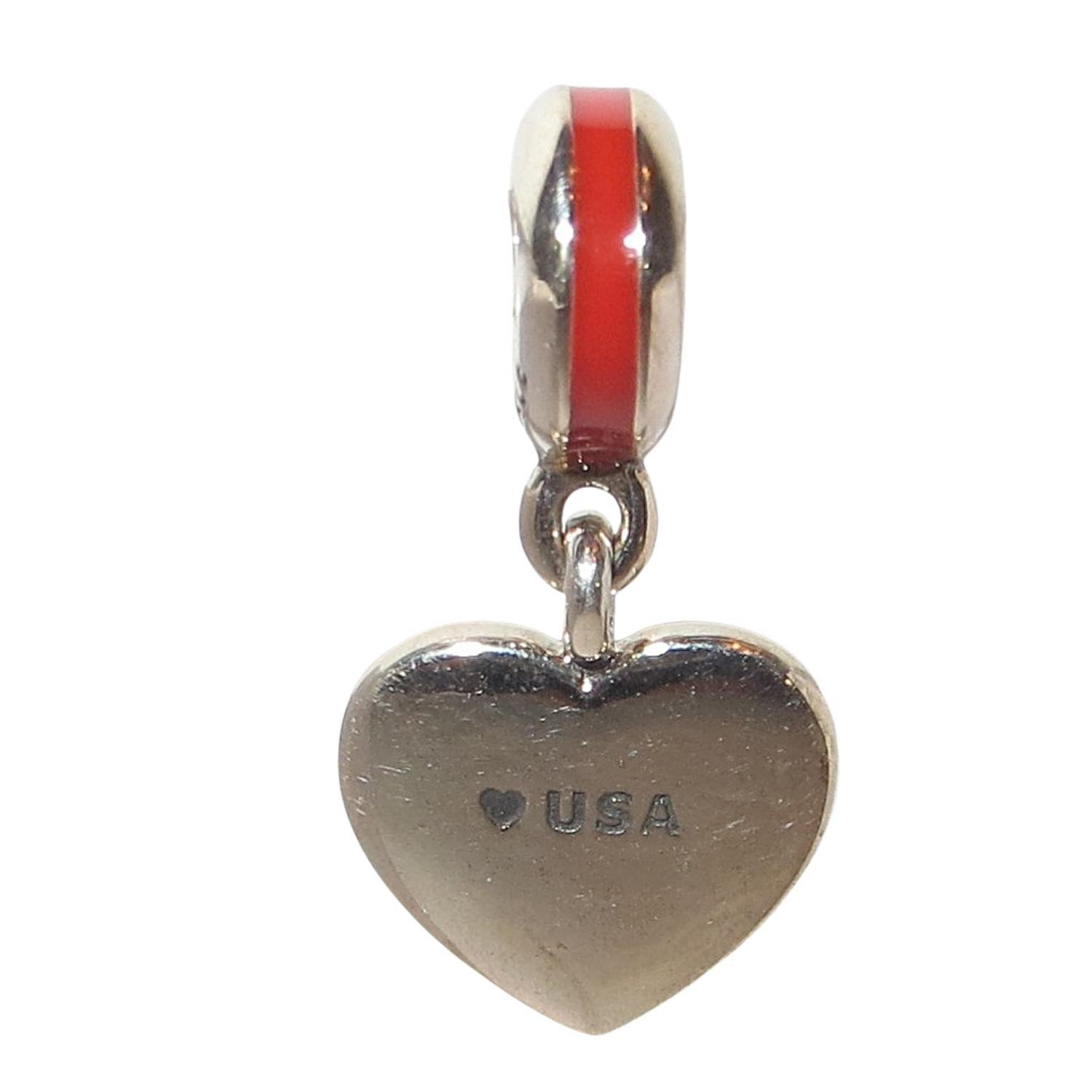 PANDORA 791548ENMX USA Heart Flag Enamel and Sterling Silver Charm