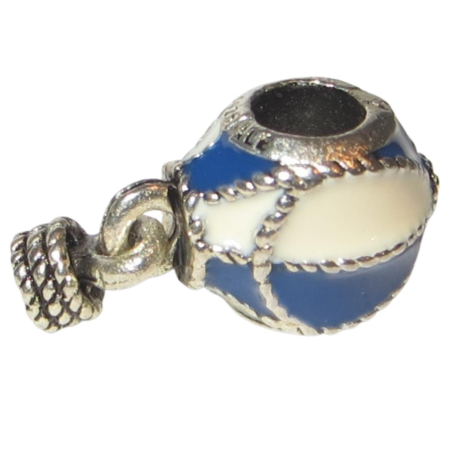 PANDORA 791145ENMX Up and Away Hot Air Balloon Blue and White Enamel and Sterling Charm 