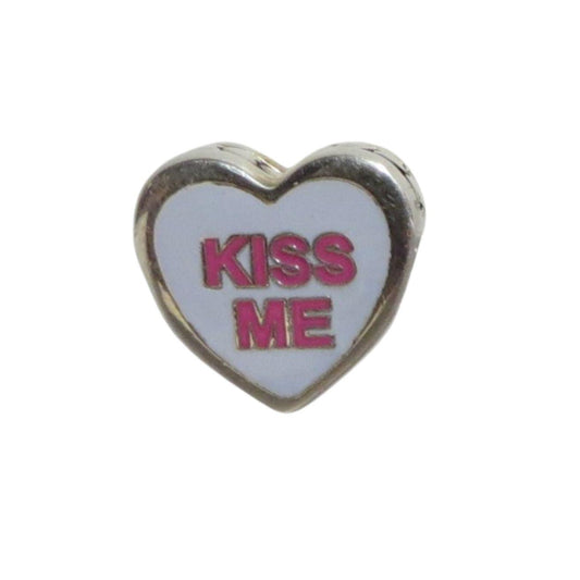 PANDORA ENG792019-19 Sweetheart Candy Kiss Me Hugs and Kisses Enamel and Sterling Heart Charm
