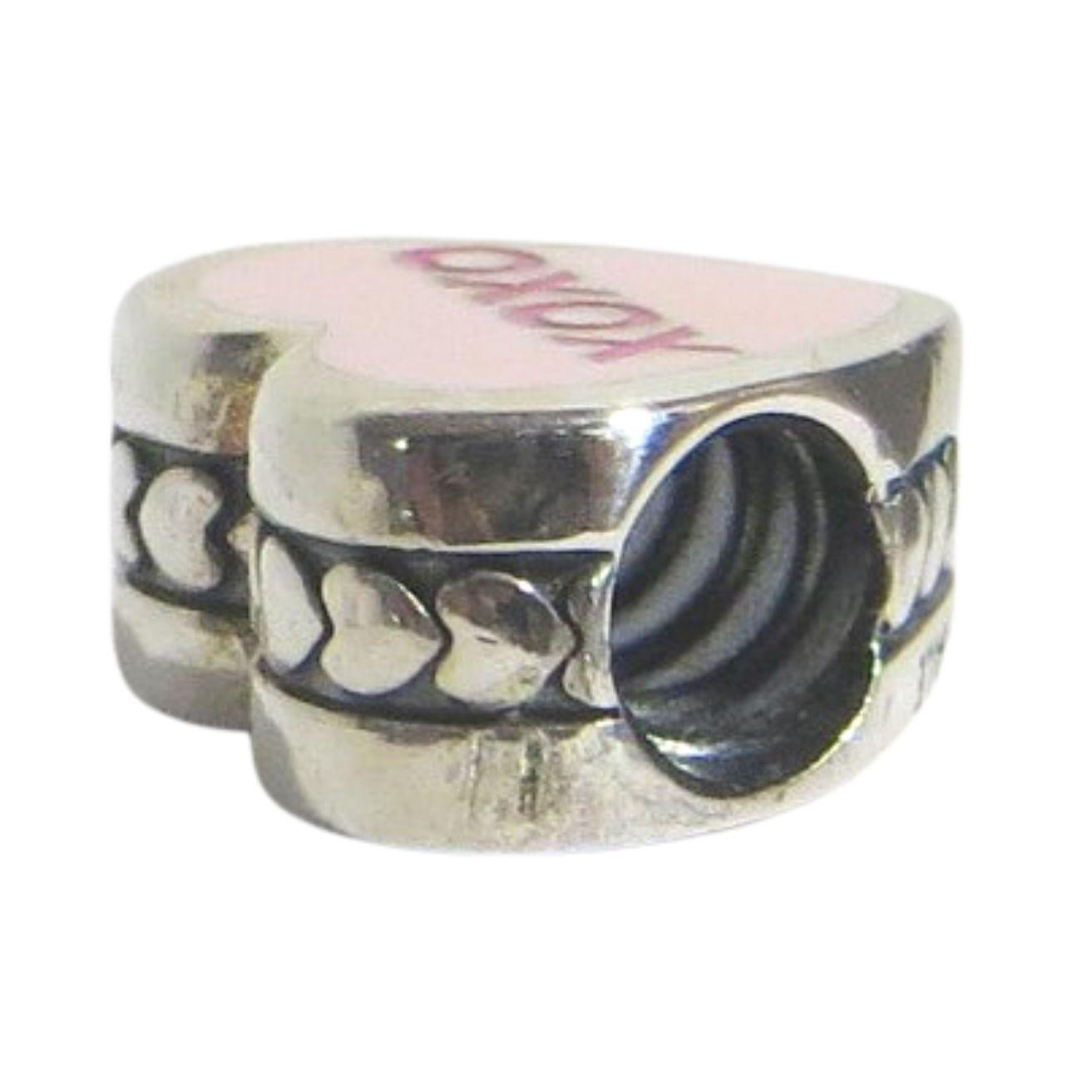 PANDORA ENG792019-19 Sweetheart Candy Kiss Me Hugs and Kisses Enamel and Sterling Heart Charm - Charming Jilly
