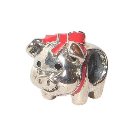 PANDORA 791809ENMX Piggy Bank Red Enamel and Sterling Pig Charm