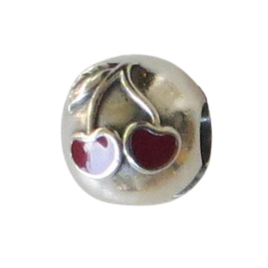Pandora-791093EN39-Cherries Clip-Sterling Silver Cherries Food Clip with Red Enamel