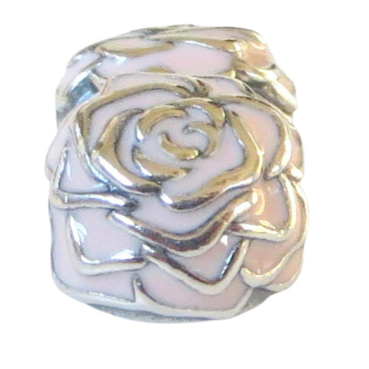 Pandora-791292EN40-Rose Garden Clip-Woman's Charm-Sterling Silver Rose Garden Clip with Pink Enamel