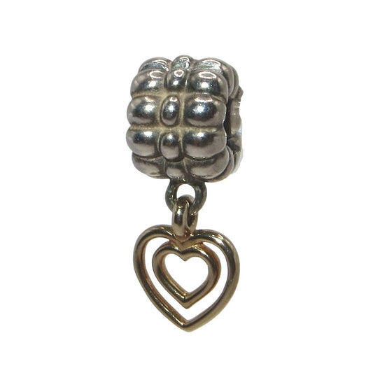 Pandora-790987-Heart to Heart Clip-Woman's Charm Sterling Silver Dangle Clip with 14K Gold Heart