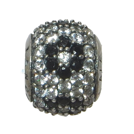 Pandora 791170NCK Shimmering Blossom Charm, Sterling Silver with Clear and Black Pave CZ