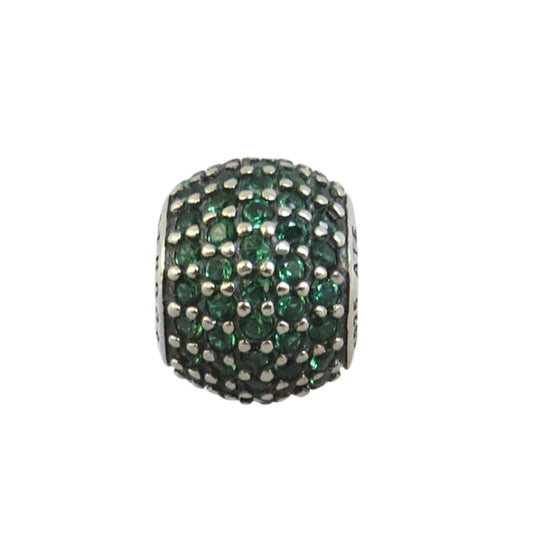 Pandora-791051CZN-Woman's Charm-Green Pave Lights Charm  Sterling Silver round Charm with Green CZ