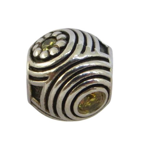Pandora-790432YCZ-Woman's Charm-Hypnotic Circles Charm Sterling Silver Round Charm with Yellow CZ