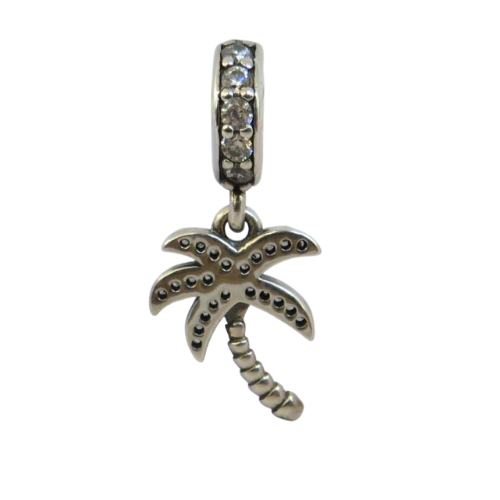 Pandora-791540CZ-Woman's Charm-Sparkling Palm Tree Dangle Charm Sterling Silver Palm Tree Dangle Charm with Clear CZ