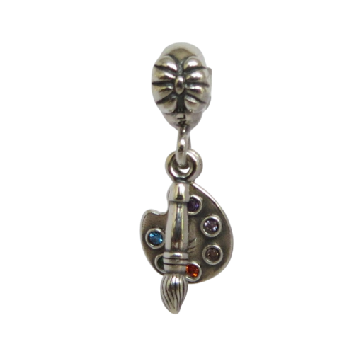 Pandora-791268CZMX-Woman's Charm-Artist's Palette Dangle Charm Sterling Silver Dangle Charm with Colored CZ