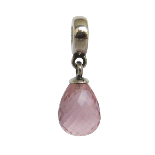 Pandora-791602CPK-Woman's Charm-Pink Murano Faceted Beauty Dangle Charm Sterling Silver Dangle Charm with Pink Murano Glass