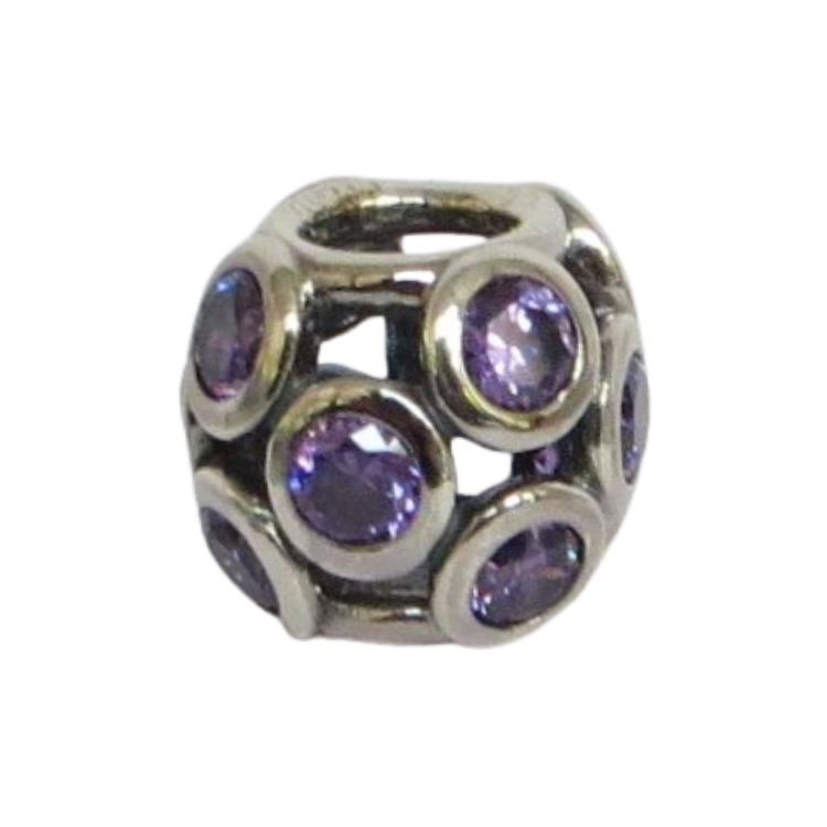 Pandora-791153ACZ-Woman's Charm-Purple Whimsical Lights Charm Sterling Silver Round Charm with Purple CZ
