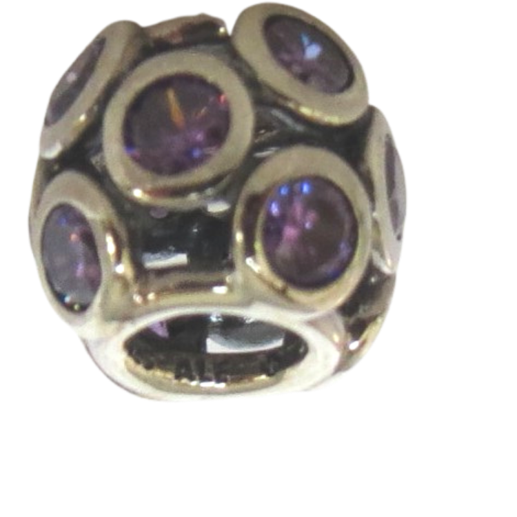 Pandora-791153ACZ-Woman's Charm-Purple Whimsical Lights Charm Sterling Silver Round Charm with Purple CZ