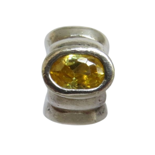 Pandora-790289YCZ-Woman's Charm-Big CZ-Cat Eye's Charm Sterling Silver Charm with Yellow CZ