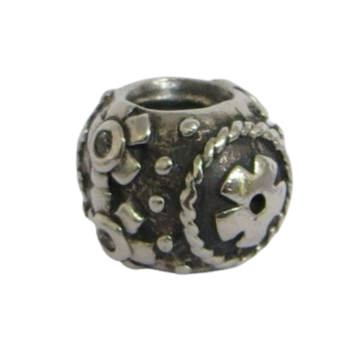 Pandora-790390PCZ-Woman's Charm-Decorative Egg Charm Sterling Silver Round Charm with Pink CZ
