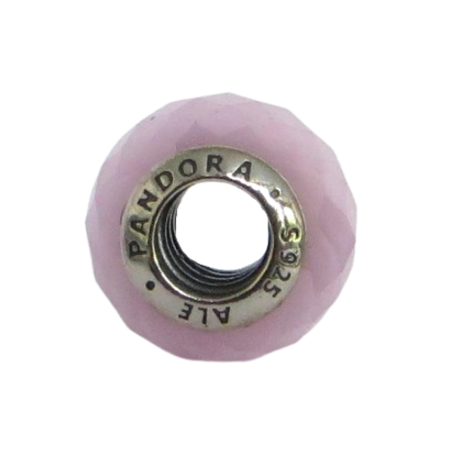 Pandora-791499PCZ-Woman's Charm-Pink Petite Facets Charm Sterling Silver Round Charm with Pink CZ