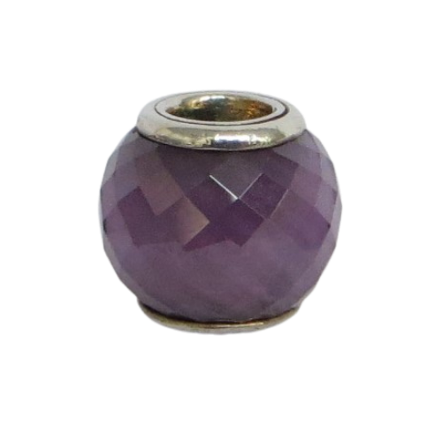 Pandora-791499ACZ-Woman's Charm-Purple Petite Facets Charm Sterling Silver Round Charm with Purple CZ
