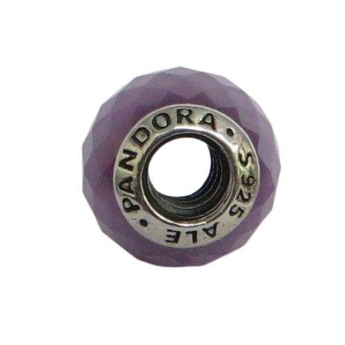 Pandora-791499ACZ-Woman's Charm-Purple Petite Facets Charm Sterling Silver Round Charm with Purple CZ