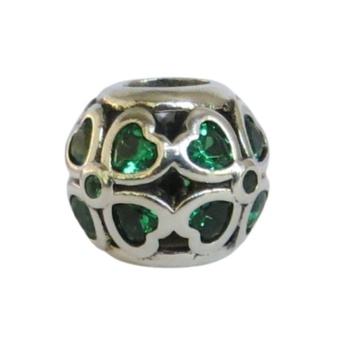Pandora-791496CZN-Woman's Charm-Green Lucky Clover Charm Sterling Silver Clover Charm with Green CZ