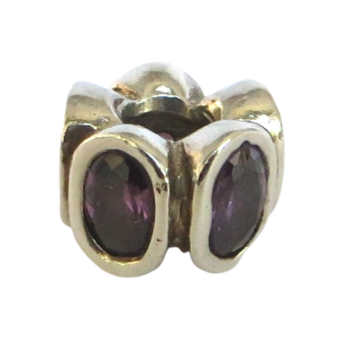 Pandora-790311ACZ-Woman's Charm-Purple Oval Lights Charm Sterling Silver Round Charm with Purple CZ