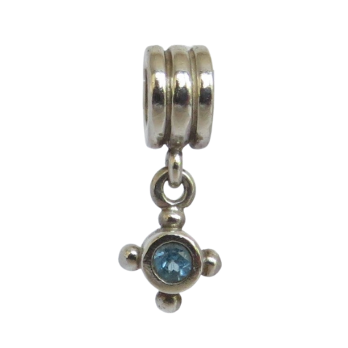 Pandora-790235BTP-Woman's Charm-Compass Dangle Charm Sterling Silver Charm with Blue Topaz