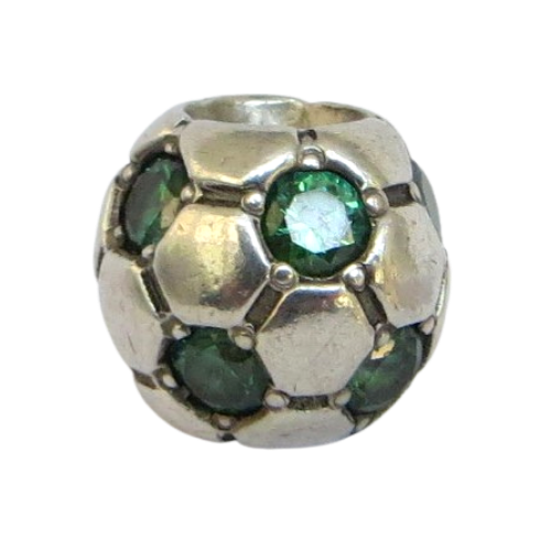 Pandora-790444CZN-Woman's Charm-Green Soccer Ball Charm Sterling Silver Soccer Ball with Green CZ