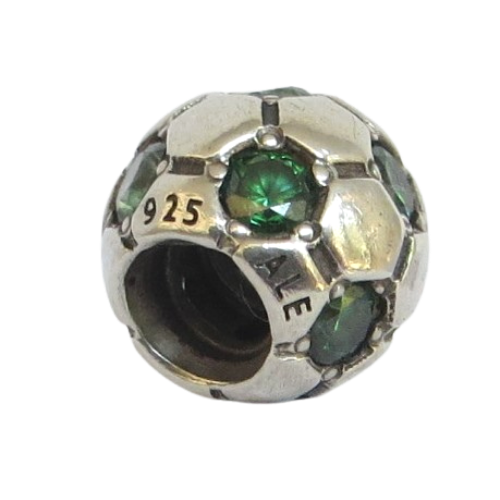 Pandora-790444CZN-Woman's Charm-Green Soccer Ball Charm Sterling Silver Soccer Ball with Green CZ