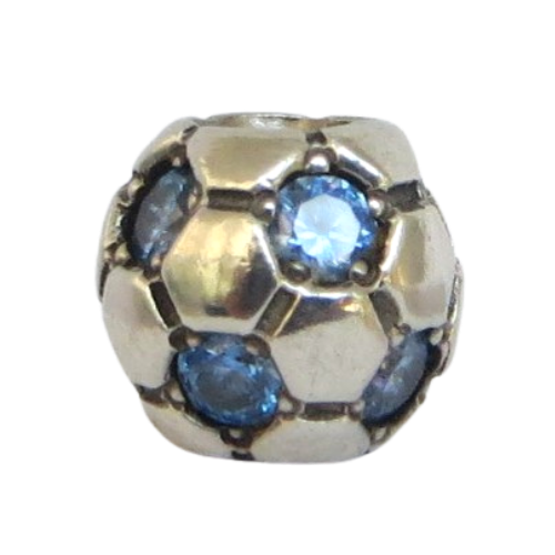 Pandora-790444CZB-Woman's Charm-Blue Soccer Ball Charm Sterling Silver Soccer Ball with Blue CZ