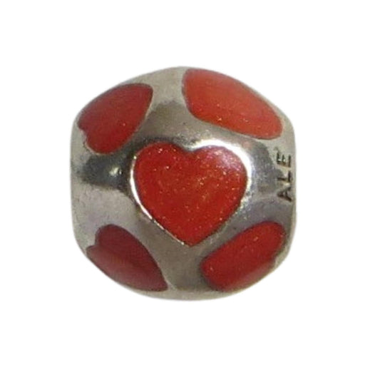 PANDORA 790543EN17 Love You Red Enamel and Sterling Heart Inlay Charm