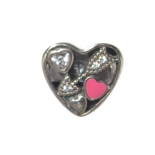 PANDORA 792039CZ Cupid's Arrow Pink Enamel, Clear CZ and Sterling Heart Charm