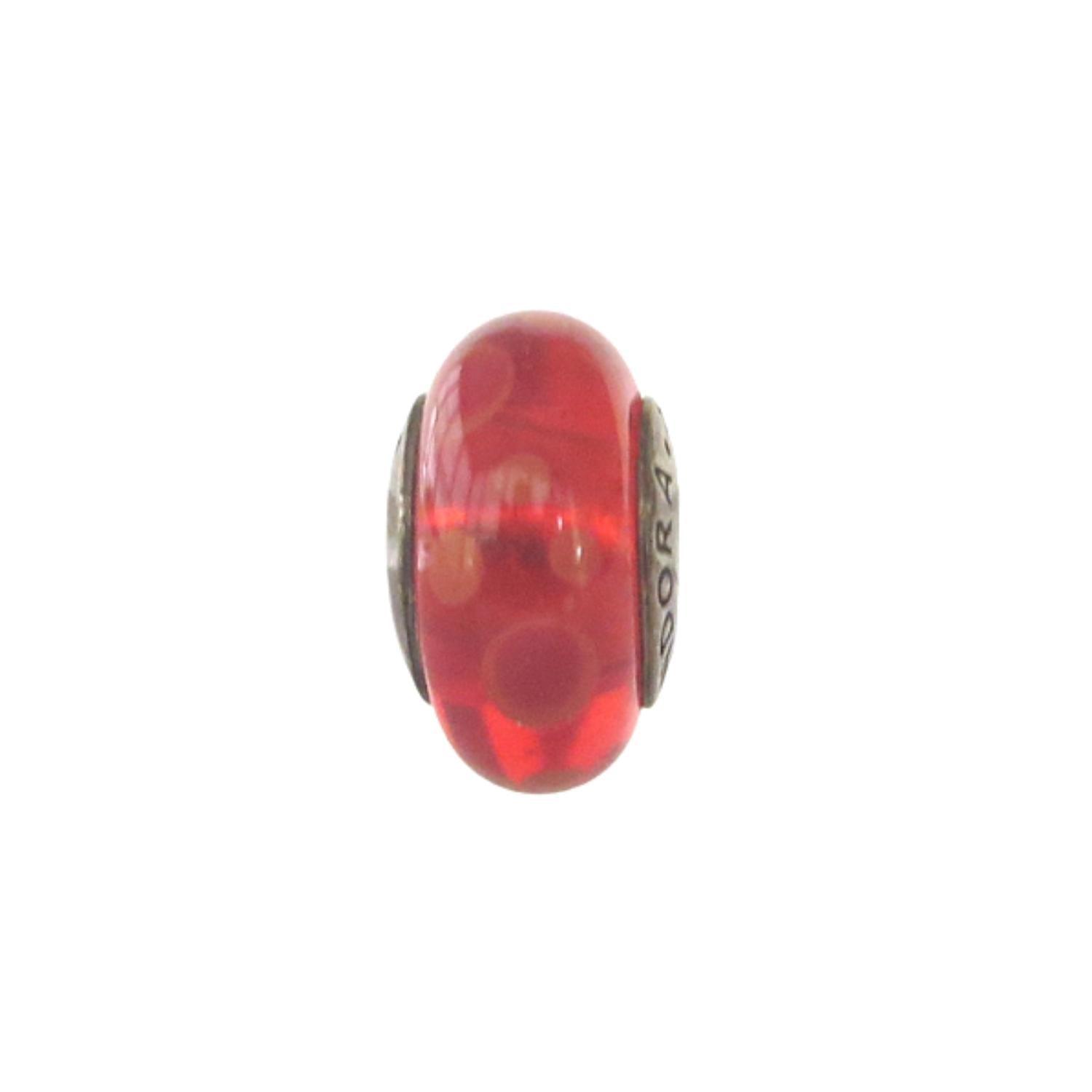 PANDORA 790690 Red Bubbles Murano Glass and Sterling Charm