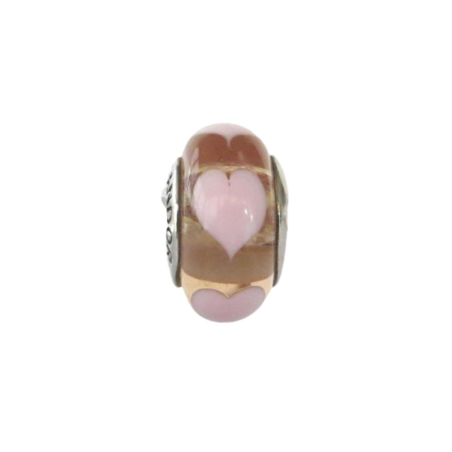 PANDORA 790660 Rose Love Pink Hearts Rose and Pink Murano Glass Charm 