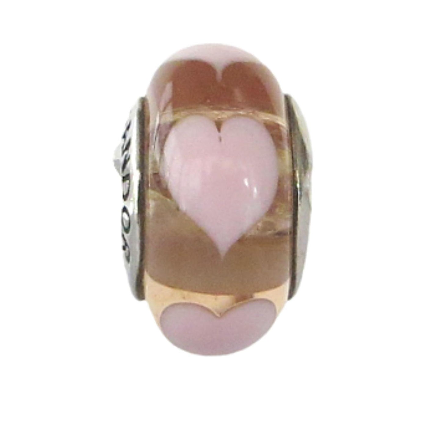 PANDORA 790660 Rose Love Pink Hearts Rose and Pink Murano Glass Charm - Charming Jilly