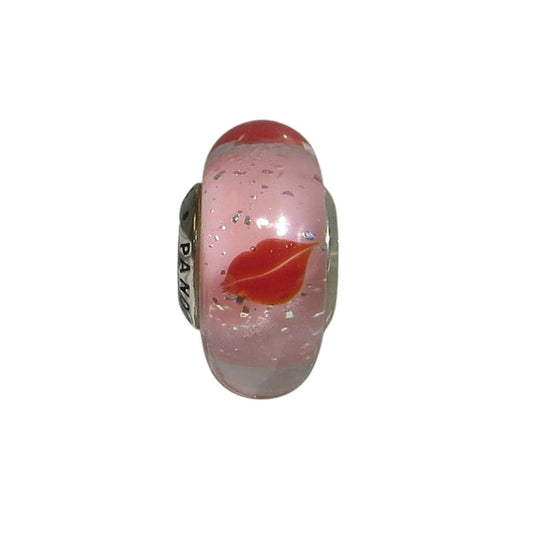 PANDORA 796598 – Murano Glass Kisses All Around - Red Lips on Pink Back with Embedded Silver Flecks - Woman’s Sterling Silver Charm  Charming Jilly Price $45    Pandora Price $55 