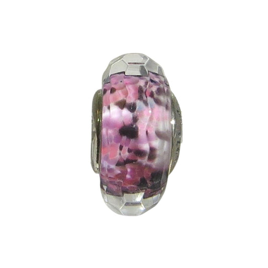 PANDORA 791608 –  Murano Glass - Shoreline Sea Glass, Multicolor, Pink, Purple, Seafoam Green, Black Paint Dabs Under Clear Back- Women’s Sterling Silver Round Charm 
