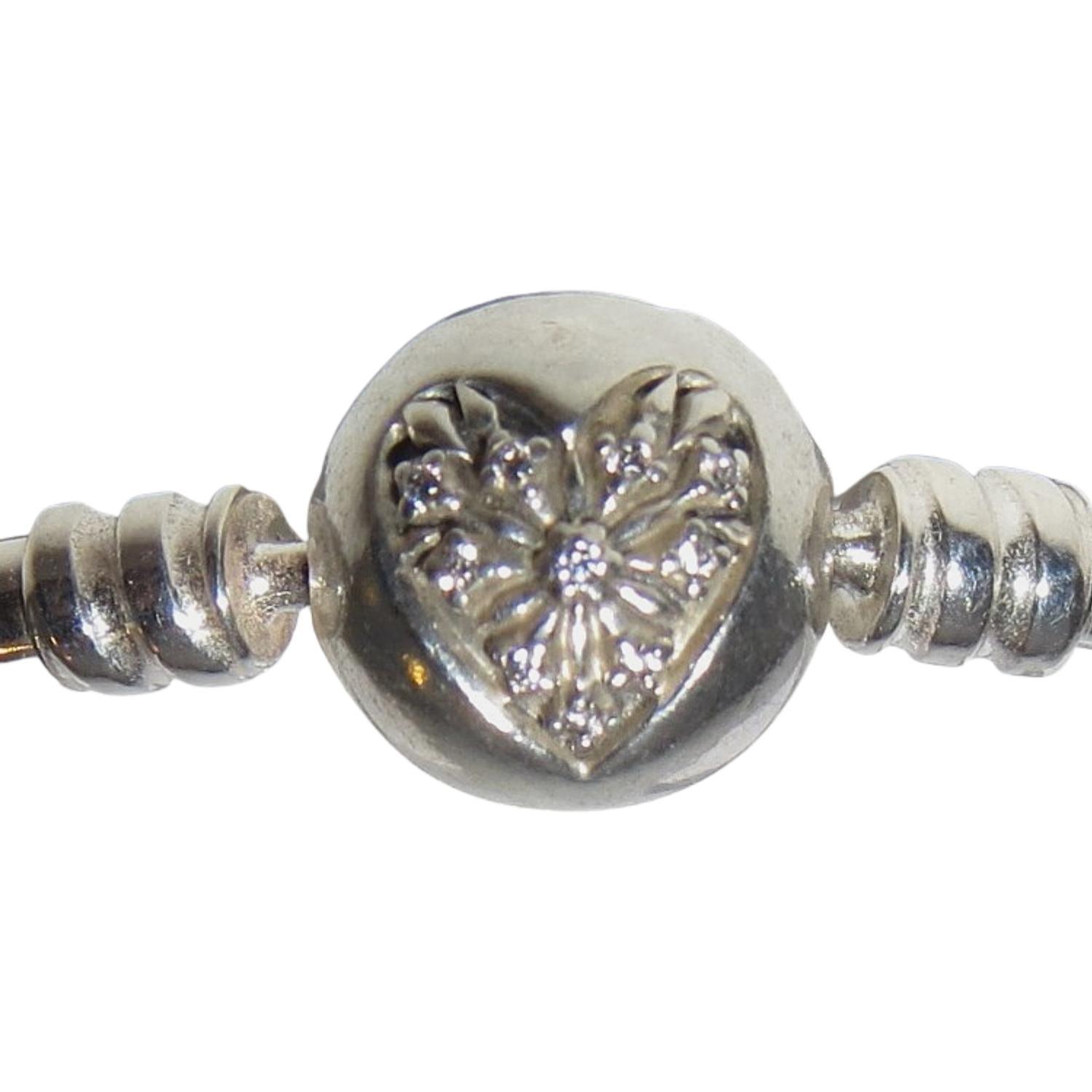PANDORA 596404CZ Heart of Winter 'You Melt My Heart' Size 7.5 Sterling Bangle Charm Bracelet Limited Edition - Charming Jilly