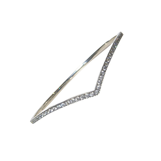 PANDORA 597837CZ Sparkling Wishbone Sterling Bangle Bracelet Open Hinge Multiple Sizes