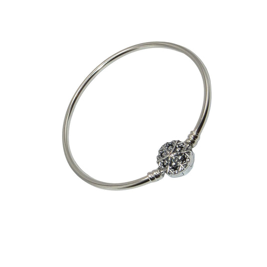 PANDORA 592286C01 Sparkling Snowflake Clasp Size 7.5 Medium Sterling Bangle Charm Bracelet