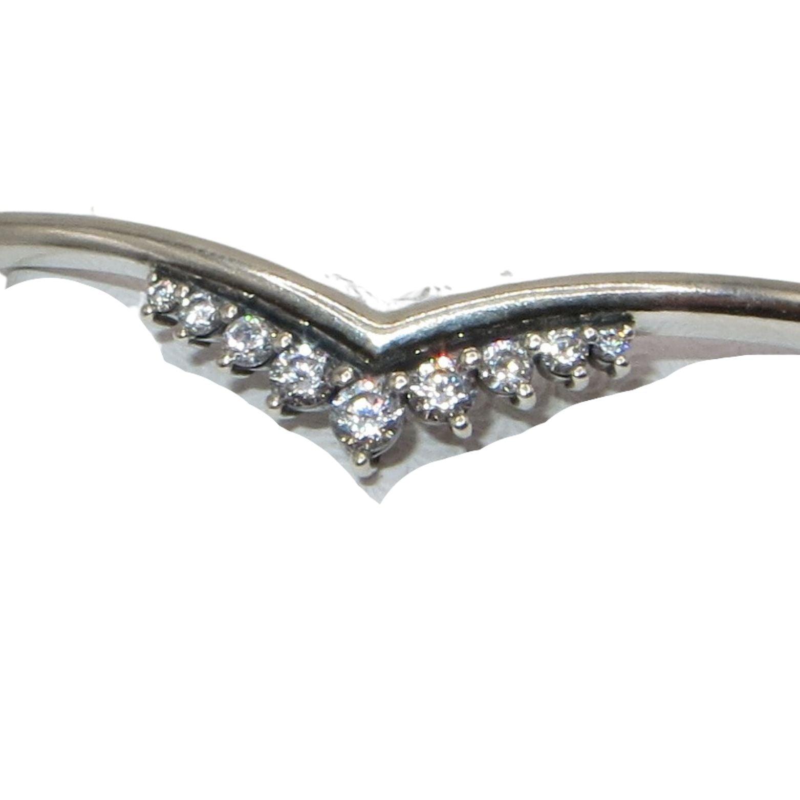 PANDORA 598338CZ Tiara Wishbone Open Size Medium Sterling and CZ Bangle Bracelet - Charming Jilly