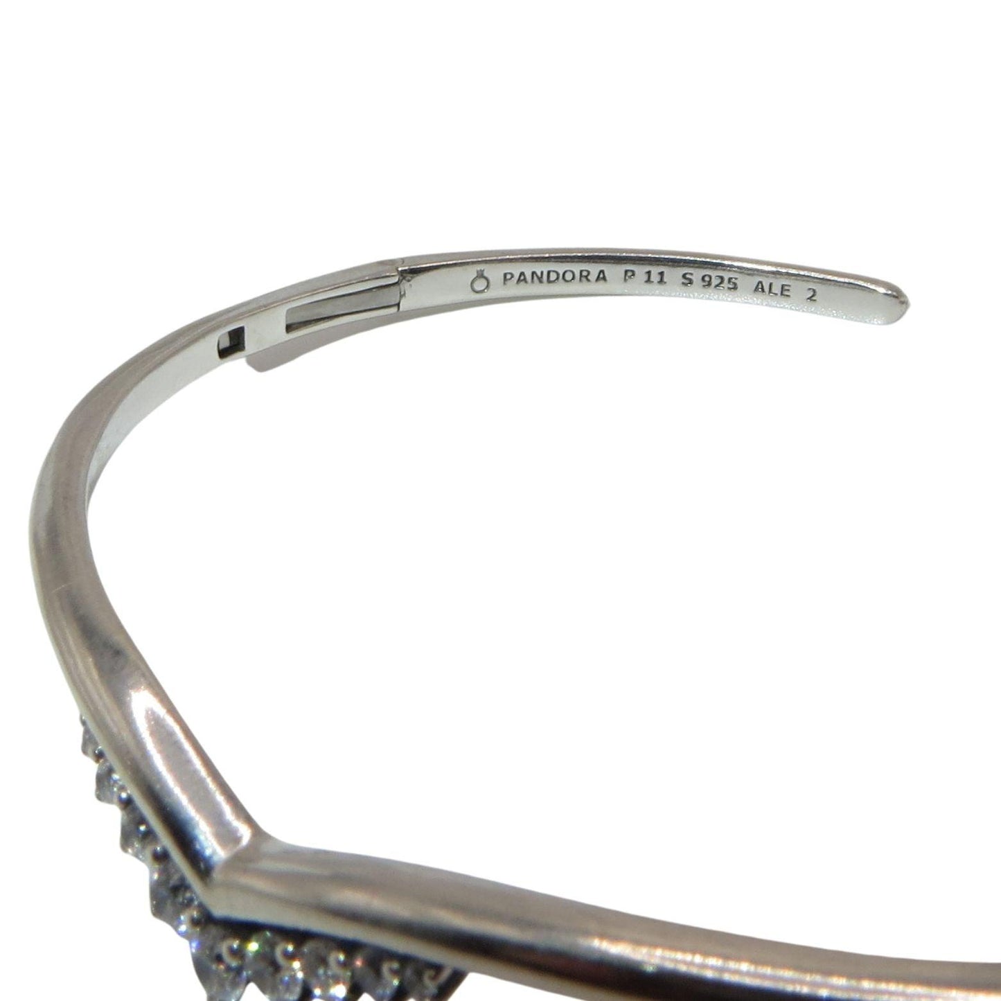 PANDORA 598338CZ Tiara Wishbone Open Size Medium Sterling and CZ Bangle Bracelet